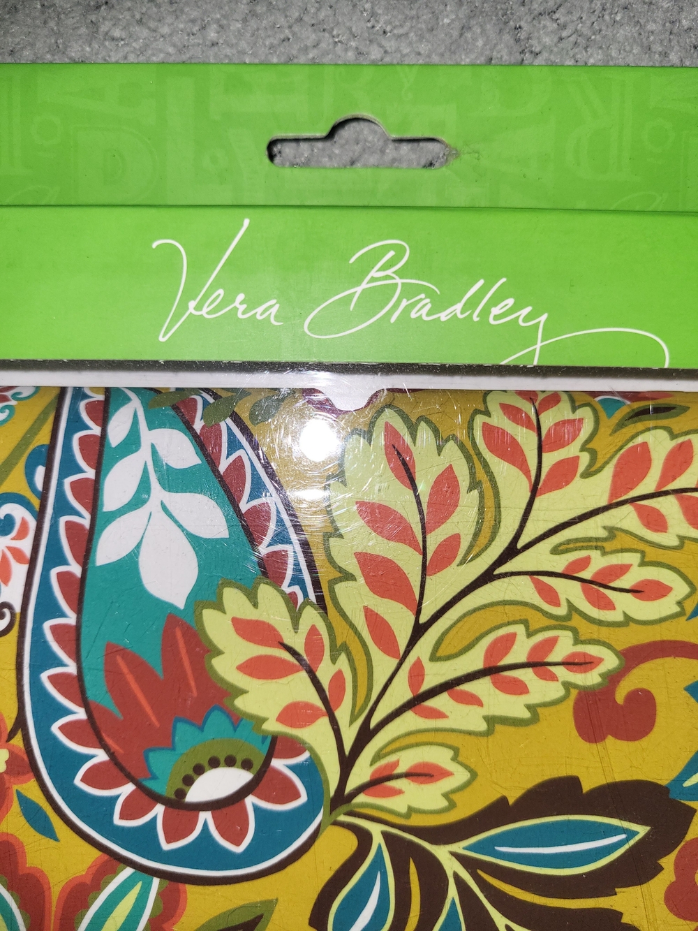 Vera Bradley Yellow Floral Paisley Snap On Case with Teal and Red Motifs